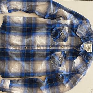 Aeropostale Blue and White Plaid Button-Up Shirt
